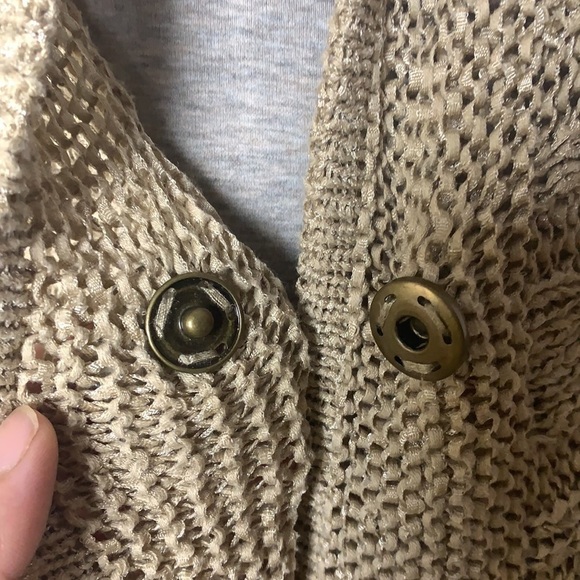 Tribal Neutral Toned Crochet Sweater Cardigan Size P/S - Picture 6 of 12